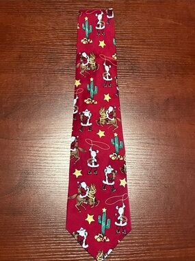 Noel Red Western silk Santa Novelty Men's Tie